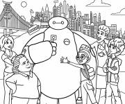 Coloriage Baymax et la famille Hamada