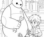Coloriage Baymax et le petit inventeur Hiro