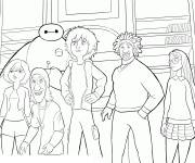 Coloriage Baymax et les personnages de Big Hero 6 de Disney