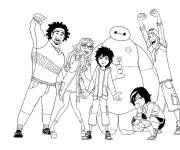 Coloriage Baymax et ses amis de Big Hero
