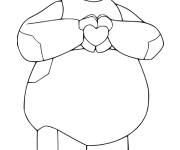 Coloriage Baymax forme le coeur d'amour avec ses doigts