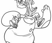 Coloriage Baymax joue avec le jeune Hiro