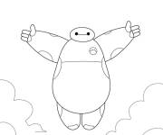 Coloriage Baymax parmi les nuages