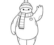 Coloriage Baymax pendant l'hiver