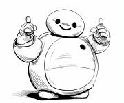 Coloriage Baymax pointant vers le haut