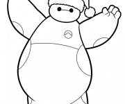 Coloriage Baymax portant le bonnet de noel