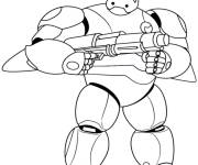 Coloriage Baymax pret pour attaquer