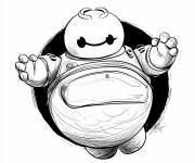 Coloriage Baymax sortant du trou