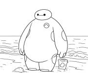 Coloriage Baymax sur la plage