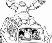Coloriage Baymax sur la voiture