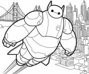 Coloriage Baymax survole NewYork