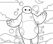 Coloriage Baymax volant dans le ciel