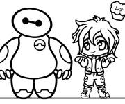 Coloriage Chibi Baymax et Hiro