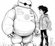 Coloriage Hiro et Baymax d&eacute;taill&eacute;