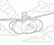 Coloriage Hiro Hamada et Baymax volent