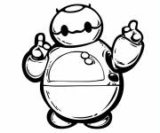 Coloriage Petit Baymax pointant vers le haut