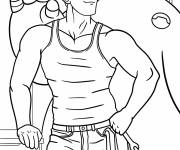 Coloriage Tadashi Hamada debout devant Baymax