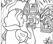 Coloriage Blanche Neige et la maison des nains dessin gratuit à imprimer