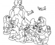 Coloriage et dessins gratuit Blanche Neige et les 7 nains à imprimer