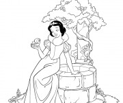 Coloriage L'oiseau chante avec blanche neige