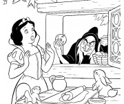 Coloriage La sorci&egrave;re et la pomme empoisonn&eacute;e