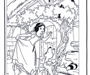 Coloriage Neige d&eacute;couvre la maison des nains