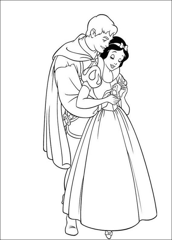Coloriage Prince charmant câline blanche neige