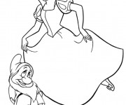 Coloriage Timide le nain avec blanche neige