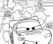 Coloriage Flash McQueen course avec Rusty