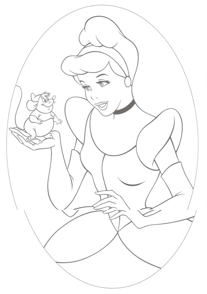 Coloriage Cendrillon avec Gus dessin gratuit à imprimer