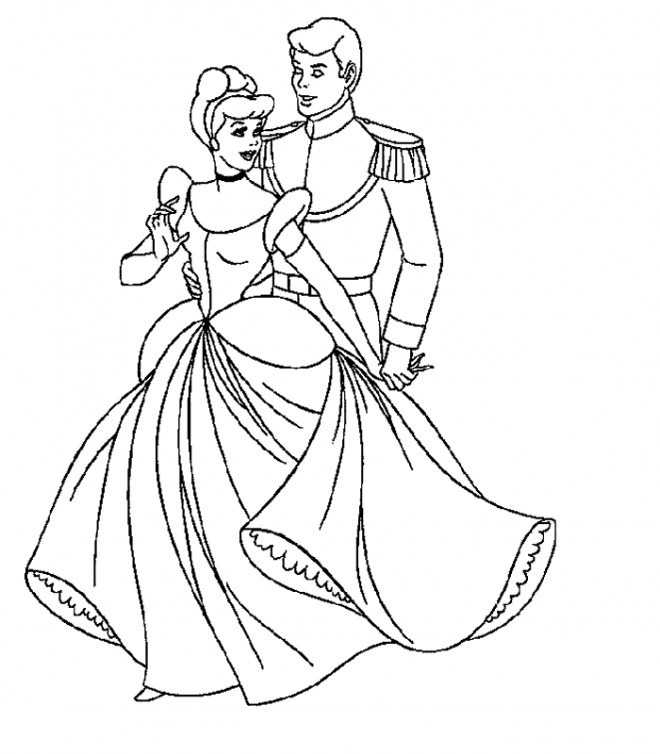 Coloriage Cendrillon Danse Avec Le Prince Henri Dessin