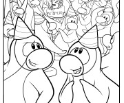 Coloriage Club Penguin et L'anniversaire