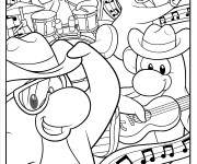 Coloriage Club Penguin et la musique