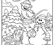 Coloriage et dessins gratuit Club Penguin et la neige à imprimer