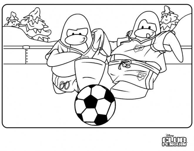 Coloriage et dessins gratuits Club Penguin et le Football à imprimer