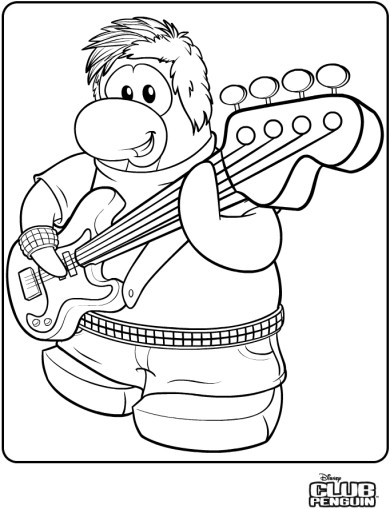 Coloriage et dessins gratuits Club Penguin guitariste à imprimer
