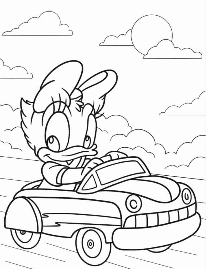 Coloriage et dessins gratuits Baby Daisy de Disney dans sa voiture à imprimer
