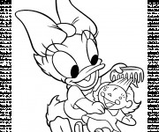 Coloriage B&eacute;b&eacute; Daisy joue avec sa poup&eacute;e