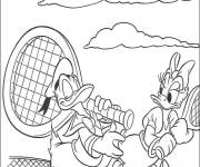 Coloriage Daisy and Donald Duck joue le Tennis