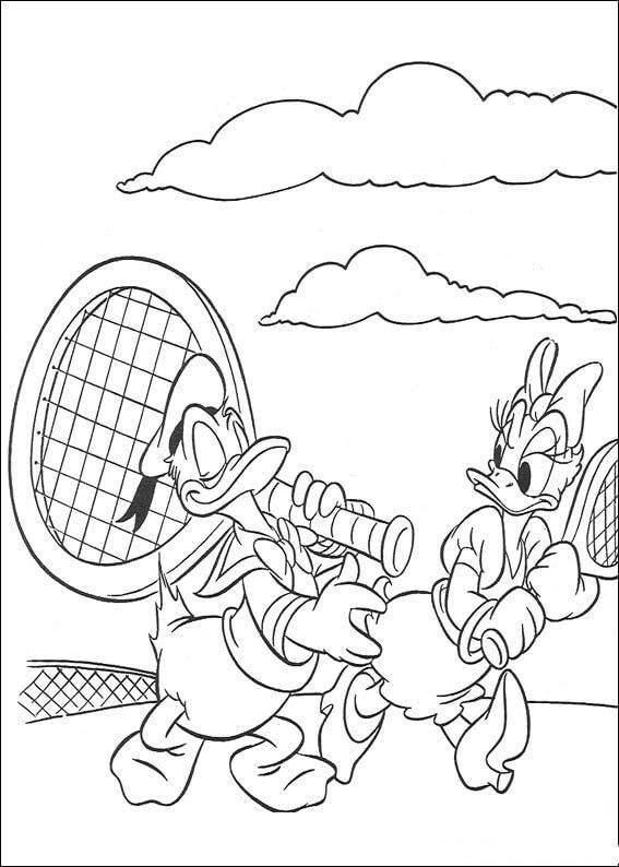 Coloriage et dessins gratuits Daisy and Donald Duck joue le Tennis à imprimer