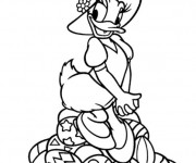 Coloriage Daisy collecte des oeufs