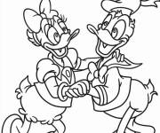 Coloriage Daisy danse avec Donald Duck