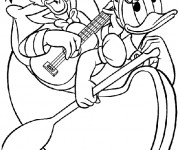 Coloriage Daisy et Donald chantent ensemble