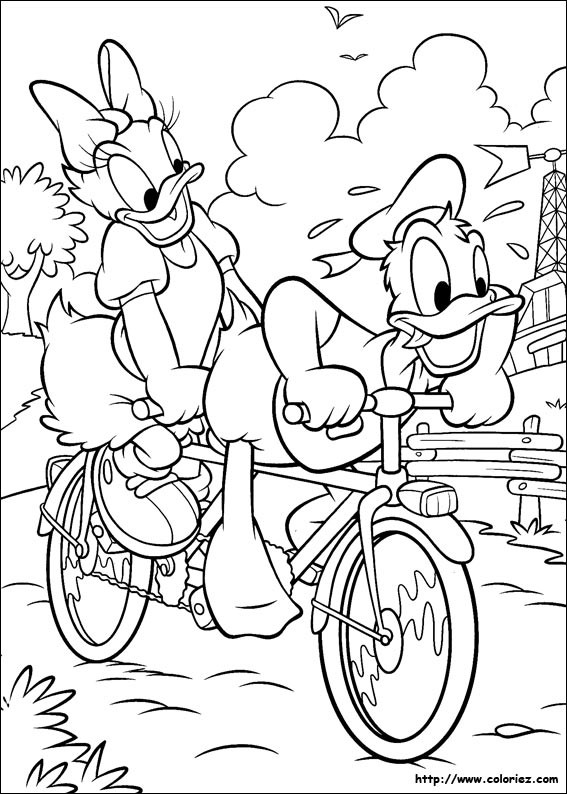 Coloriage et dessins gratuits Daisy et Donald se promènent à imprimer