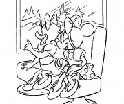 Coloriage Daisy et Minnie voyagent en train