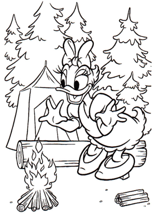 Coloriage et dessins gratuits Daisy prépare un feu de camping à imprimer