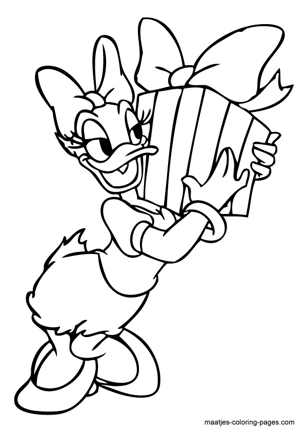 Coloriage et dessins gratuits Daisy tient un cadeau en main à imprimer