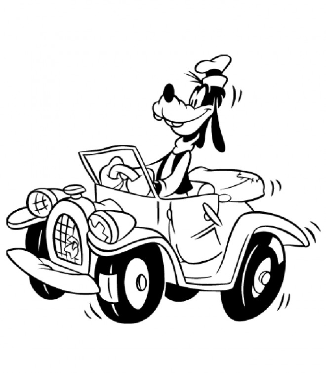 Coloriage et dessins gratuits Dingo conduit une voiture à imprimer