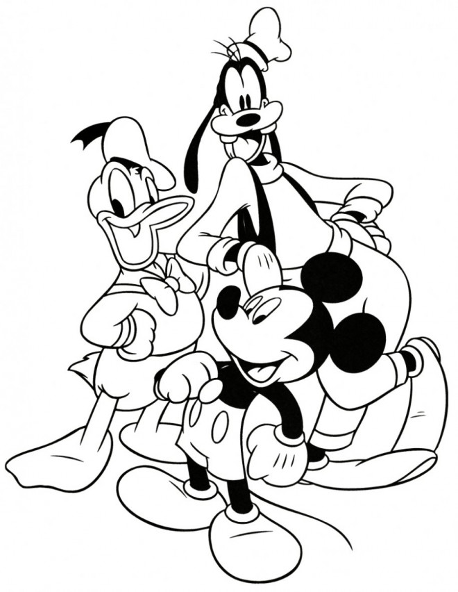 Coloriage et dessins gratuits Dingo, Donald et Mickey à imprimer