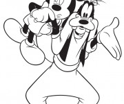 Coloriage et dessins gratuit Dingo et Mickey à imprimer